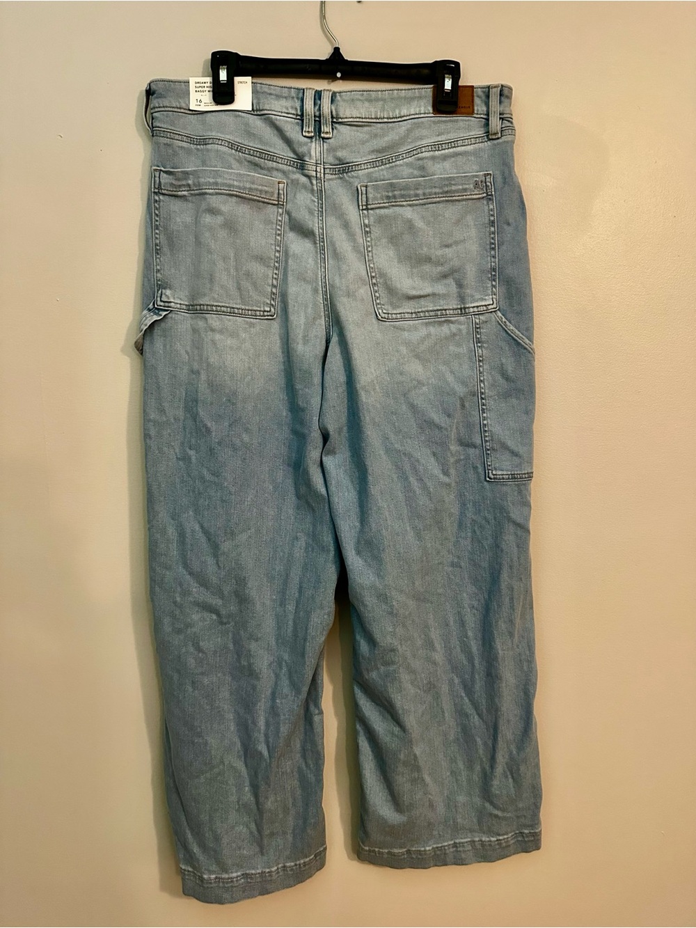 NWT American Eagle Light Wash Wide-Leg Carpenter Painter Baggy Dreamy Drape Jean - Picture 4 of 11